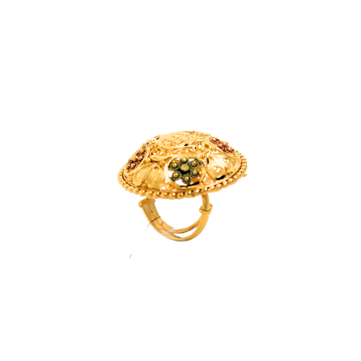 Ethnic Golden Adjustable Ring for Women with Multicolor Detailing