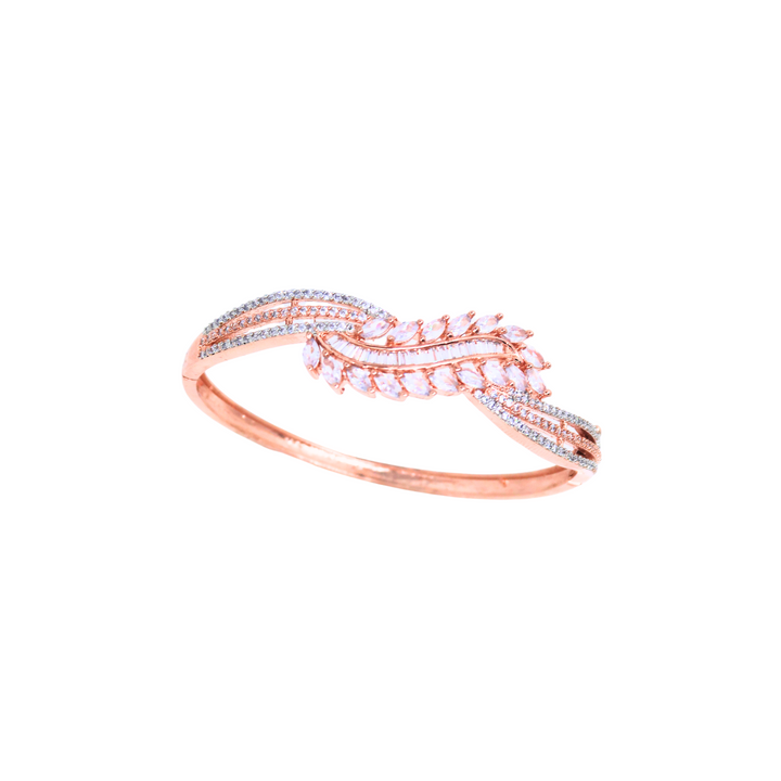 Rose Gold Leaf Sparkle Bracelet for Women with Elegant Stone Design