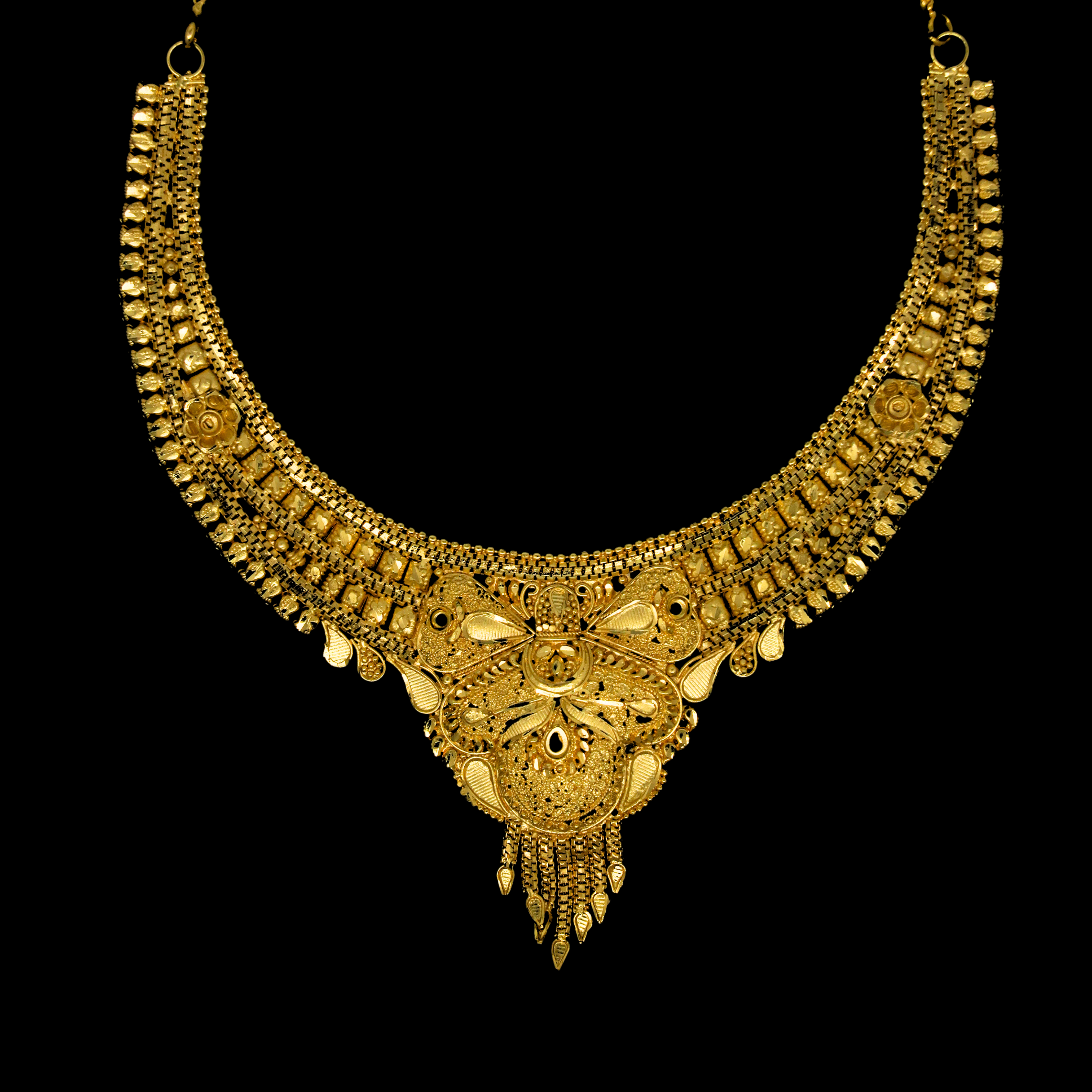 Royal Antique Gold-Plated Necklace Set for Women with Matching Earrings