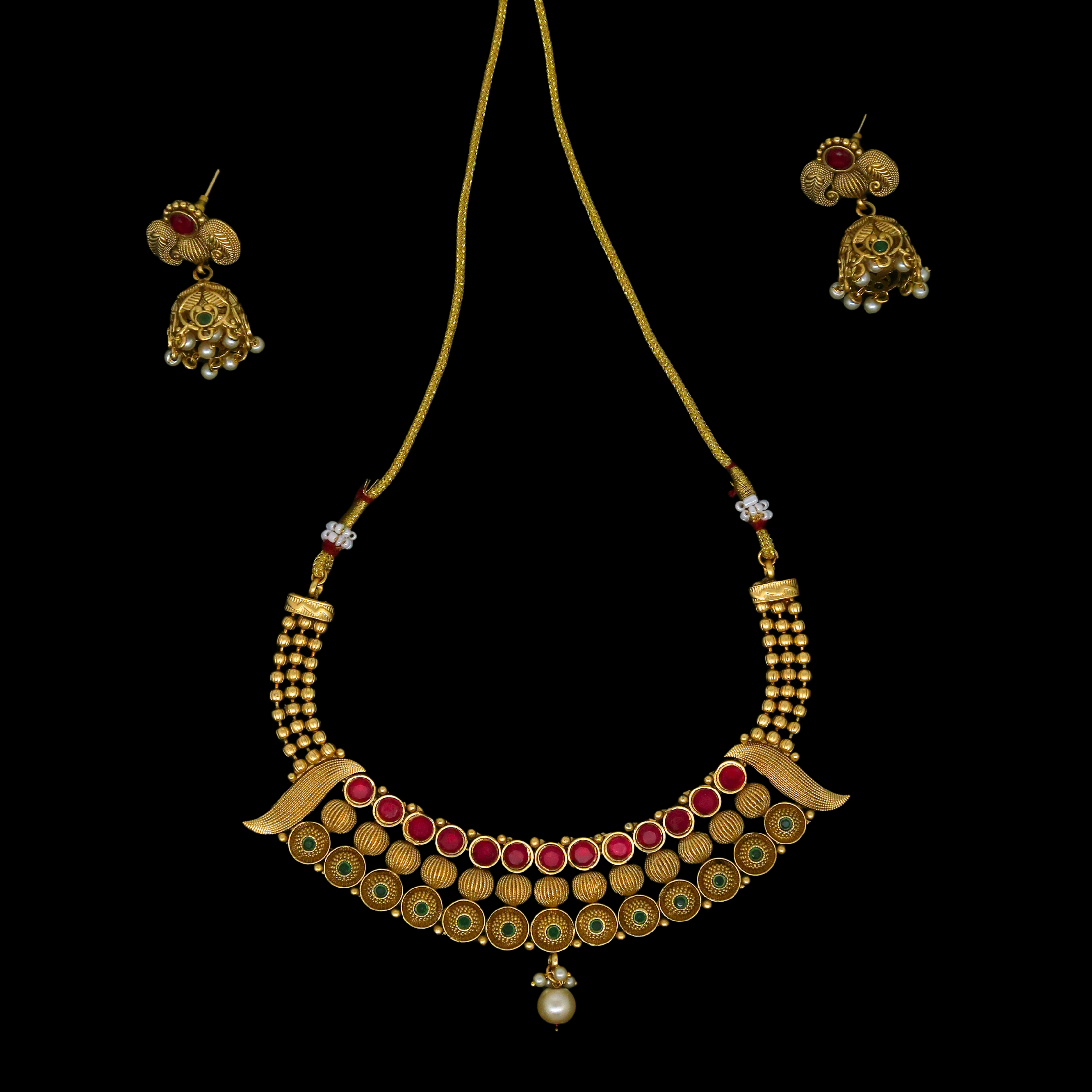 Royal Traditions Gold-Plated Necklace Set for Women with Earrings