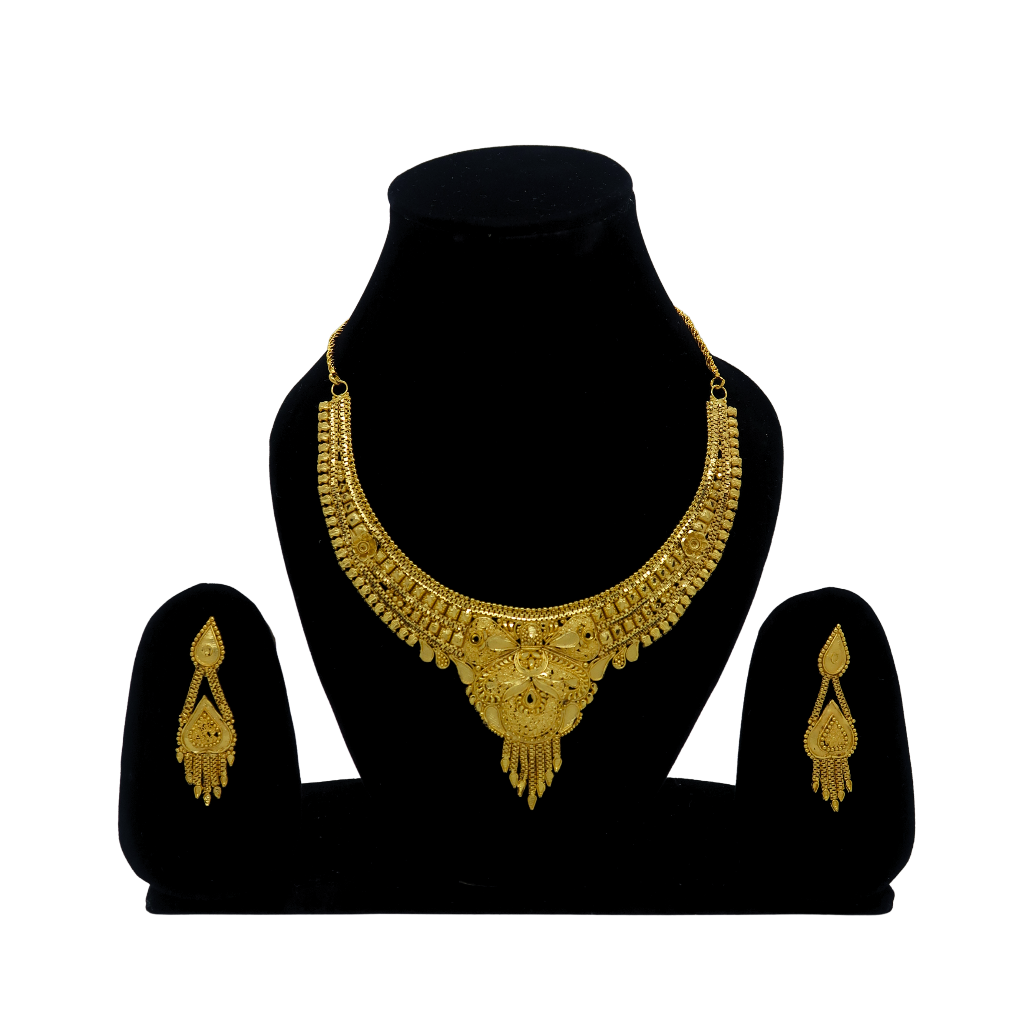 Royal Antique Gold-Plated Necklace Set for Women with Matching Earrings