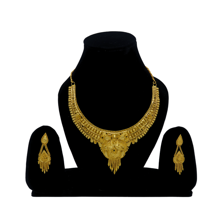 Royal Antique Gold-Plated Necklace Set for Women with Matching Earrings
