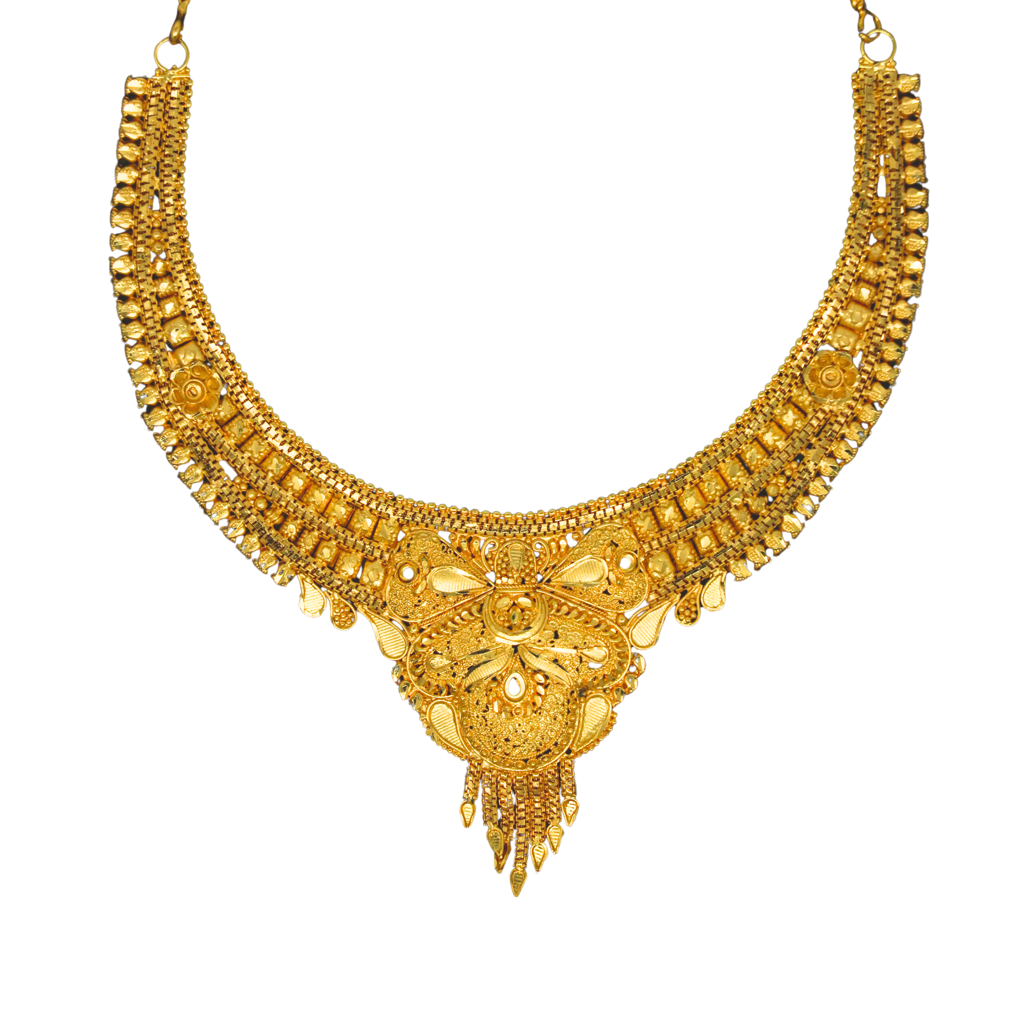 Royal Antique Gold-Plated Necklace Set for Women with Matching Earrings