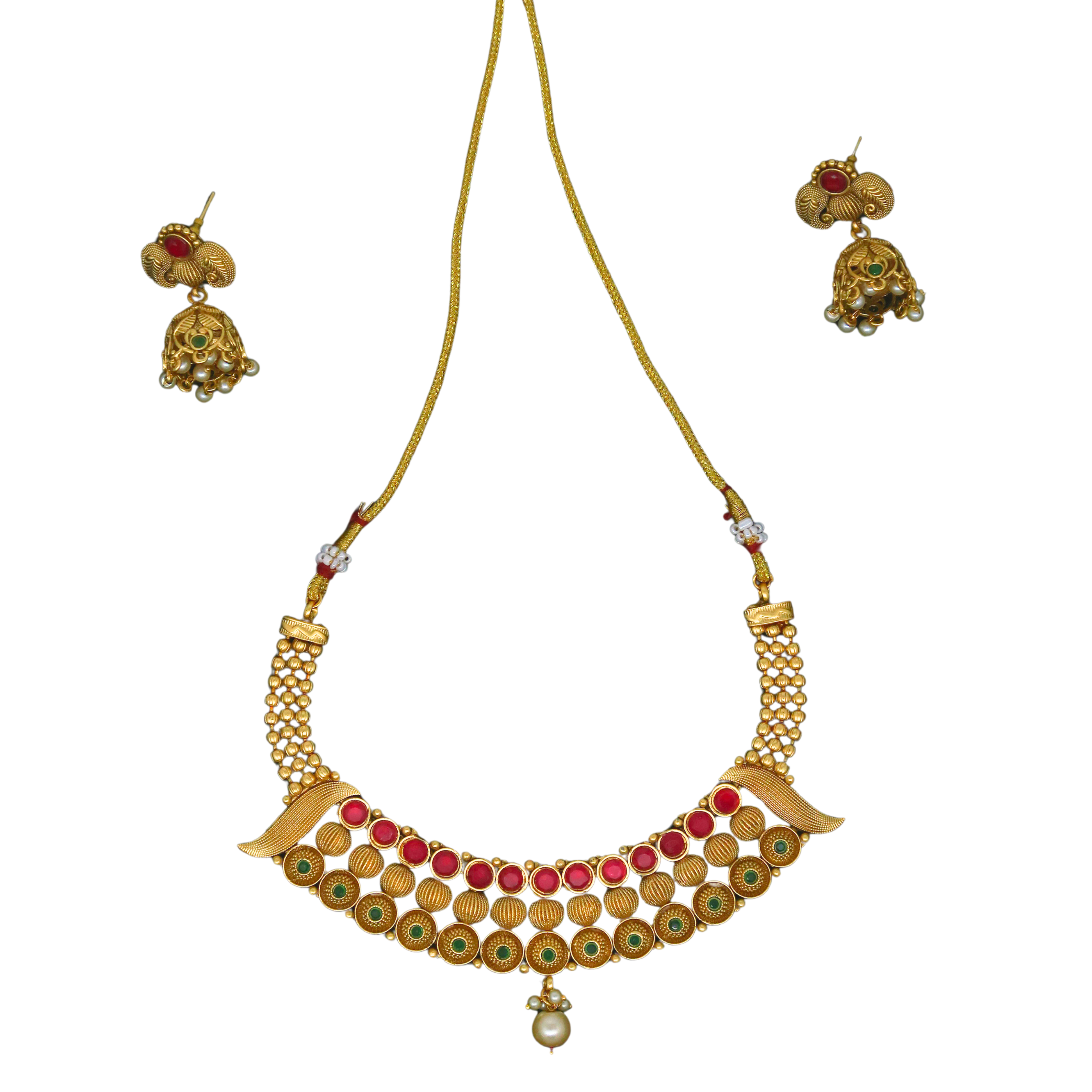 Royal Traditions Gold-Plated Necklace Set for Women with Earrings