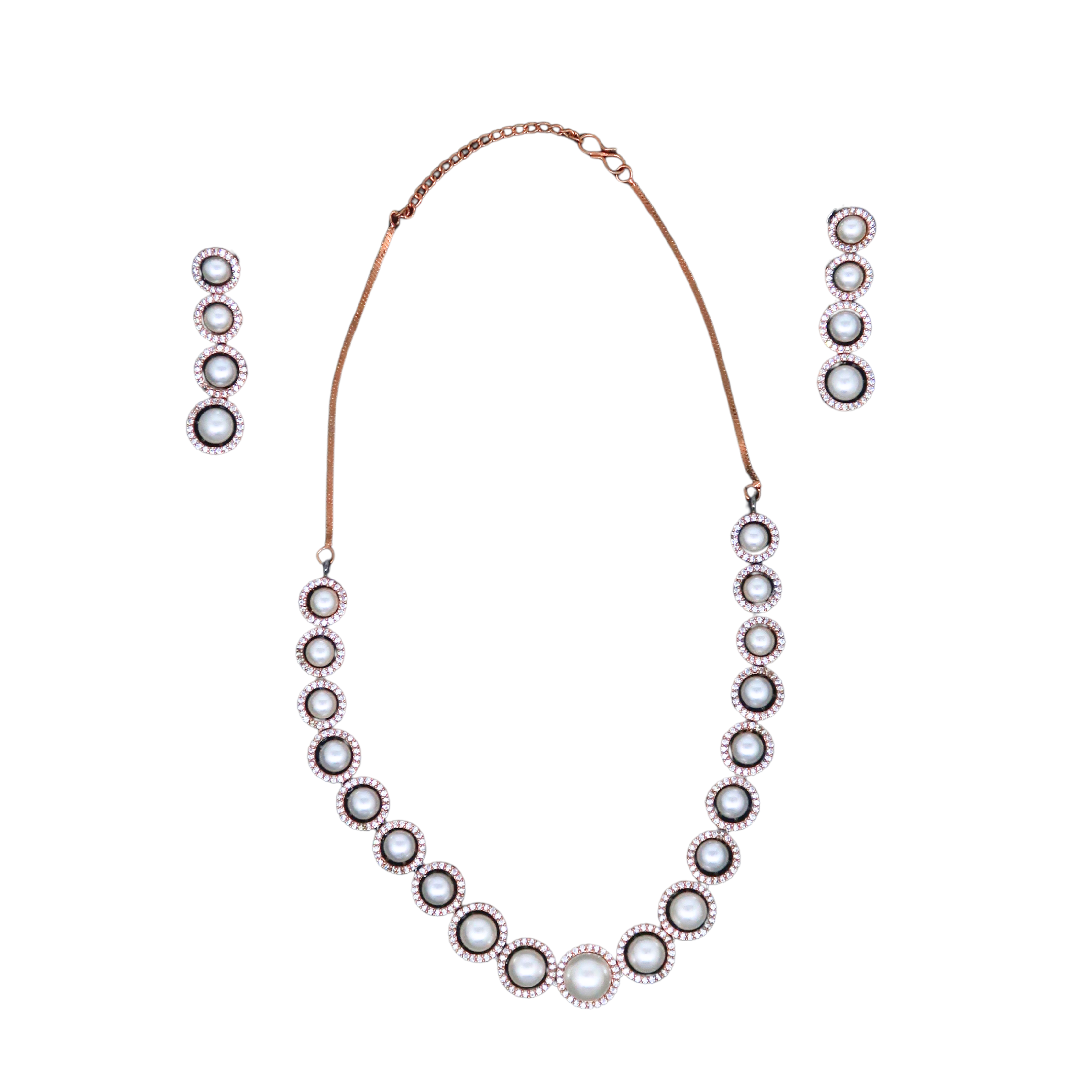 Elegant Pearl Necklace Set for Women with Matching Earrings