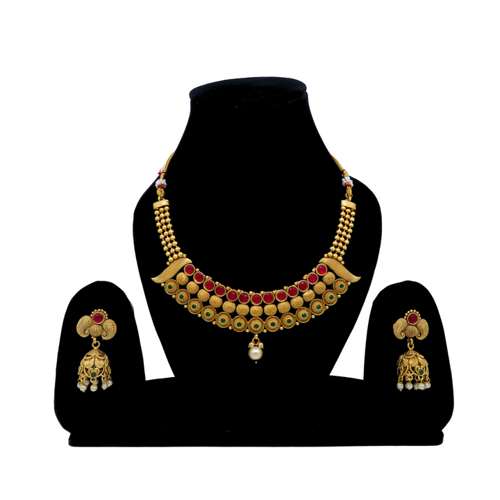 Royal Traditions Gold-Plated Necklace Set for Women with Earrings