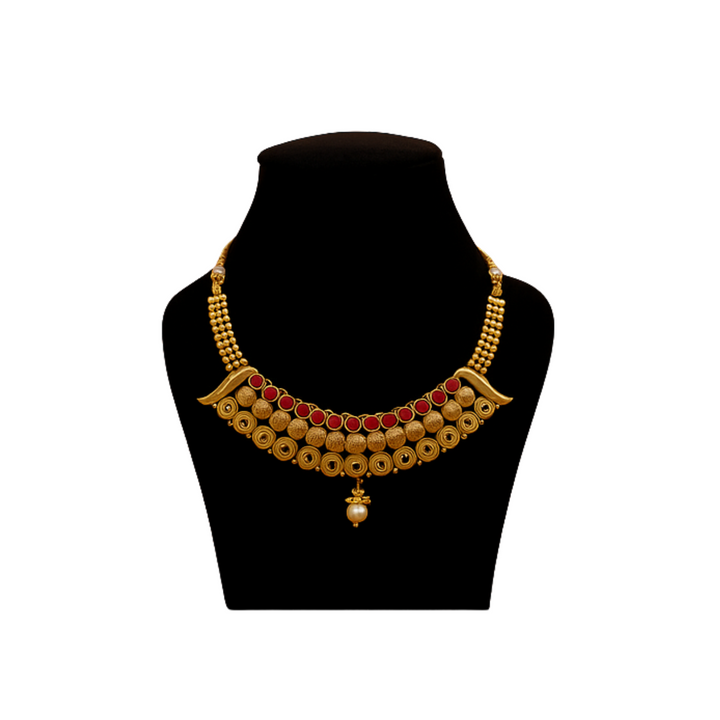 Royal Traditions Gold-Plated Necklace Set for Women with Earrings