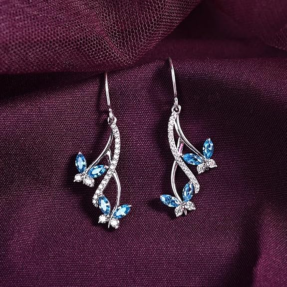 Clara 925 Sterling Silver Butterfly Pendant Earring Chain Jewellery Set | Rhodium Plated, Swiss Zirconia | Gift for Women & Girls