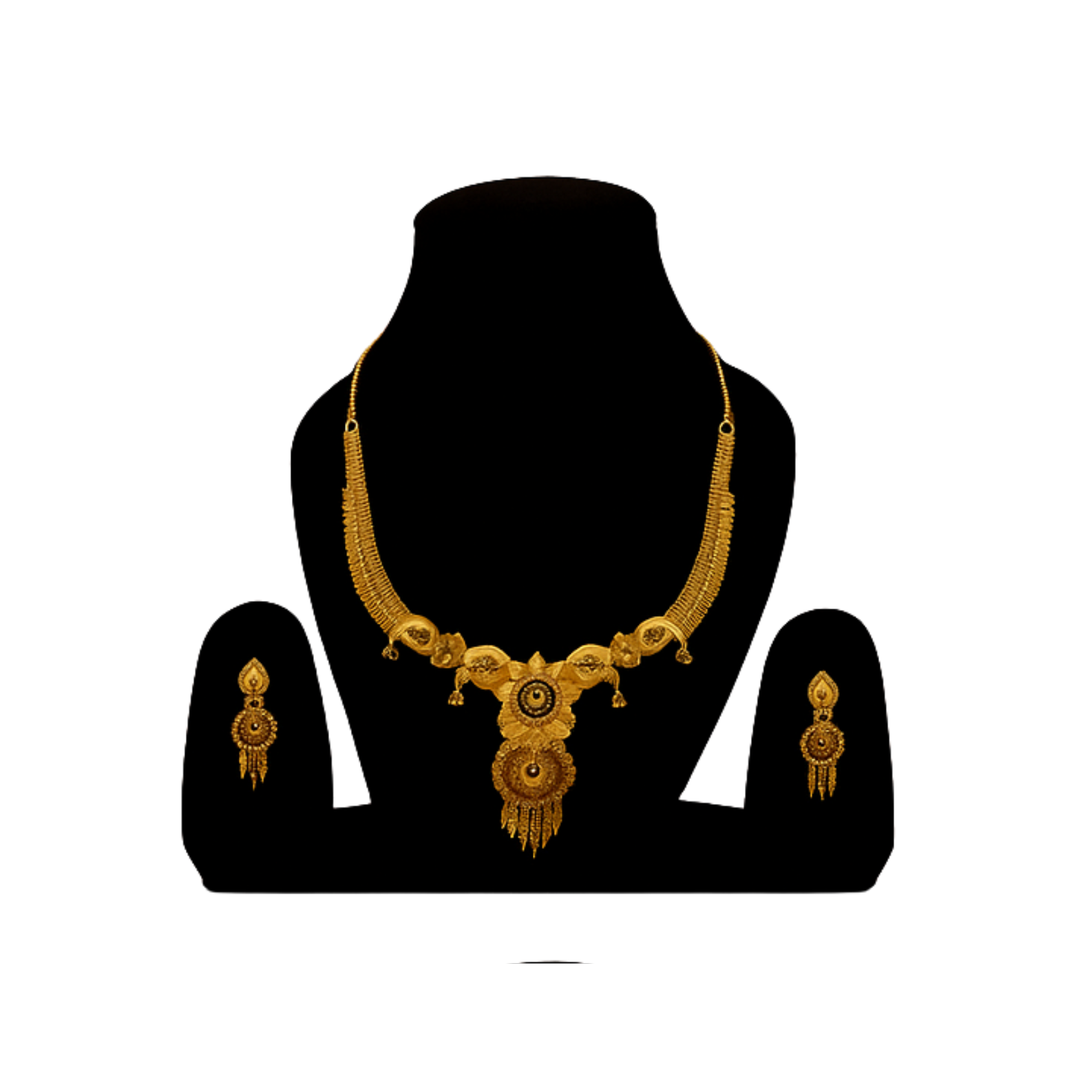 Golden Glory Traditional Necklace Set for Women with Matching Earrings
