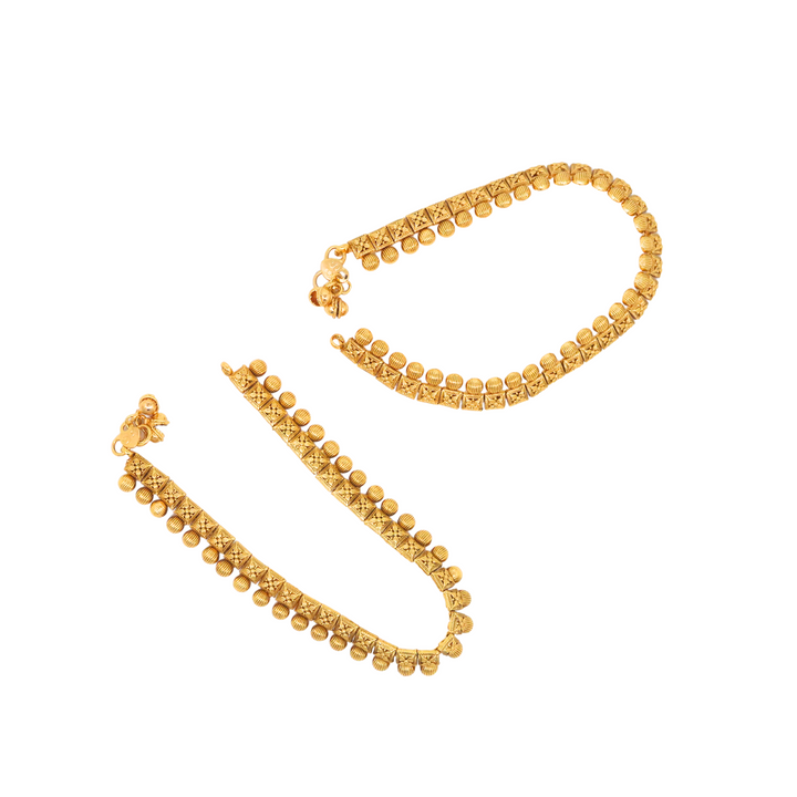 Antique Gold-Plated Traditional Anklet Set for Women & Girls